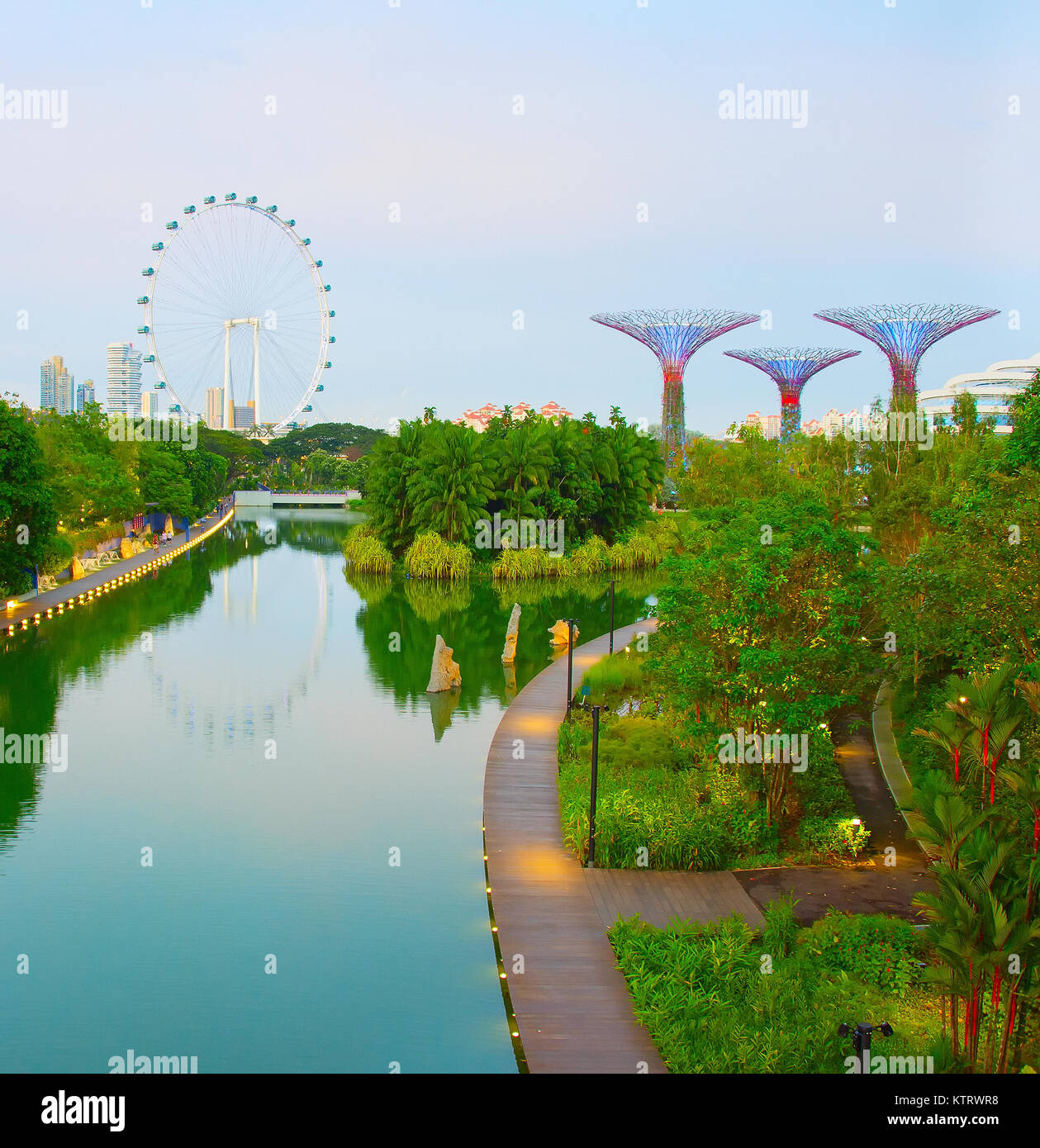 Singapore Gardens by the Bay and Singapore Flyer Stock Photo - Alamy