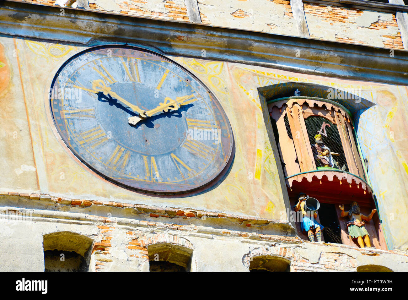 Medieval clock tower closeup . Sighisoara, Romania Stock Photo Alamy