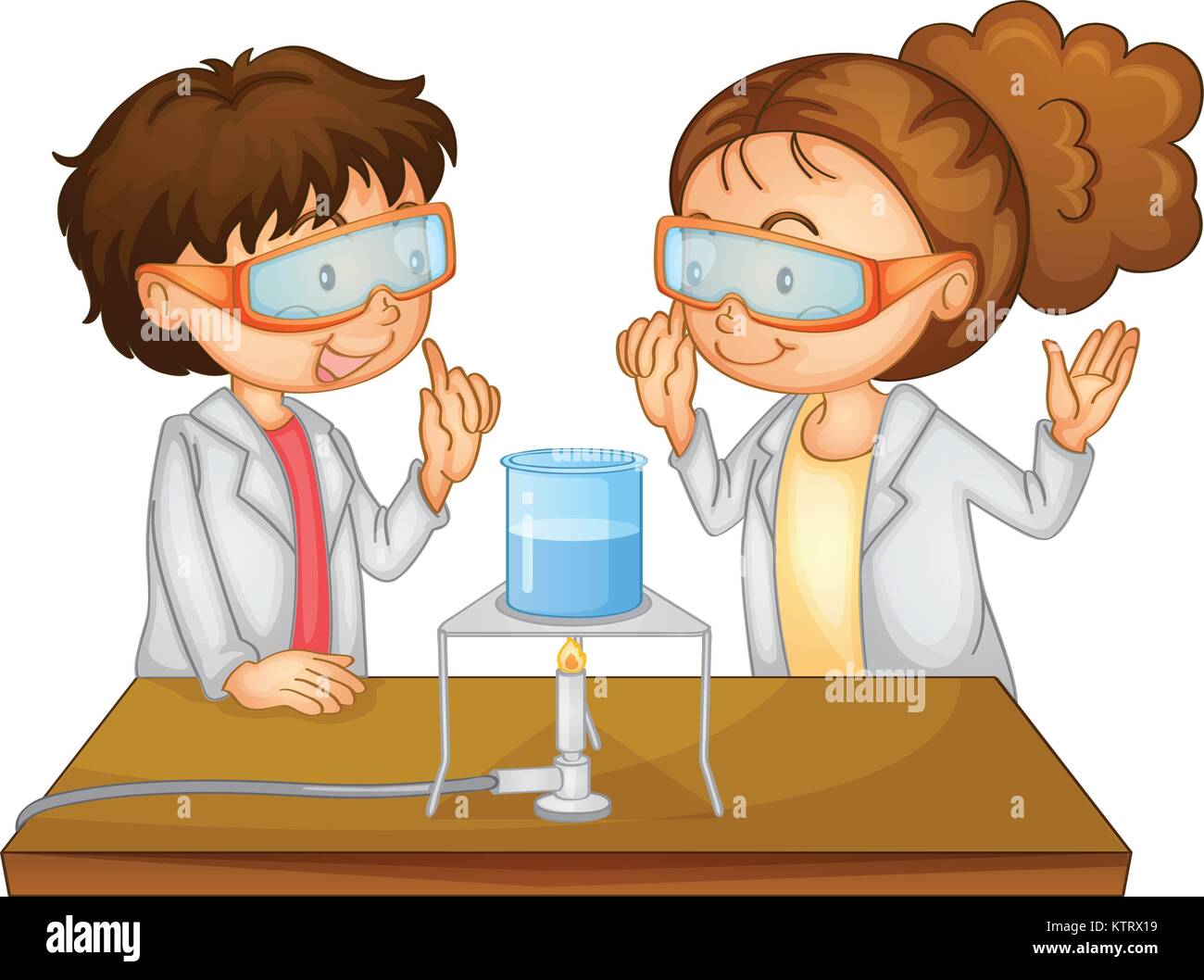 Illustration of 2 children doing science Stock Vector