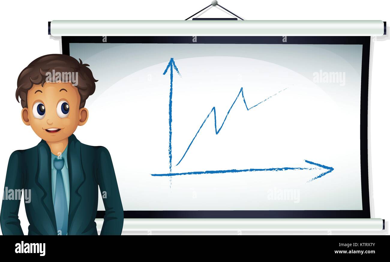 Illustration of a business man presenting a chart Stock Vector Image ...