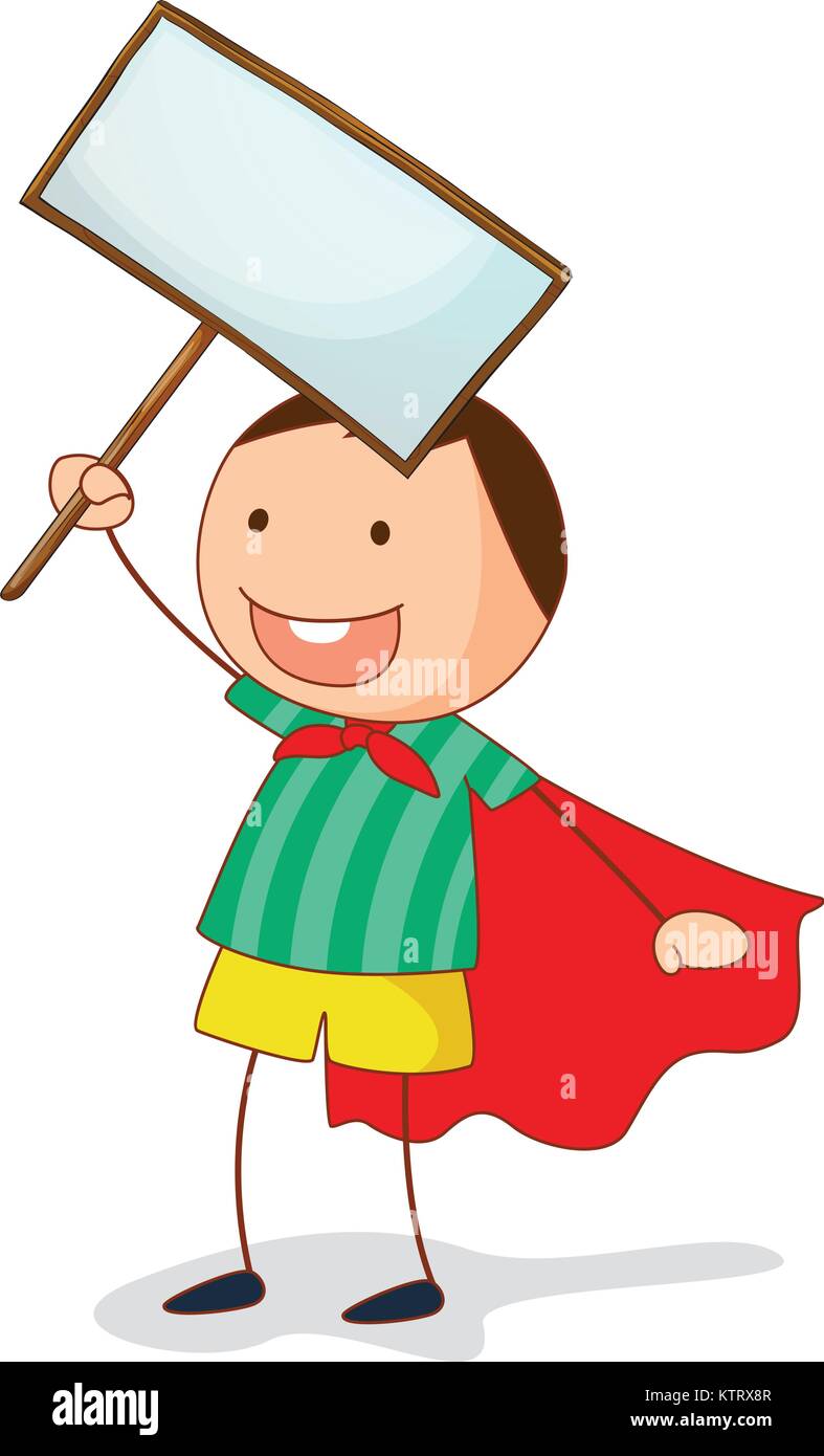 Illustration of a young boy and a sign Stock Vector Image & Art - Alamy