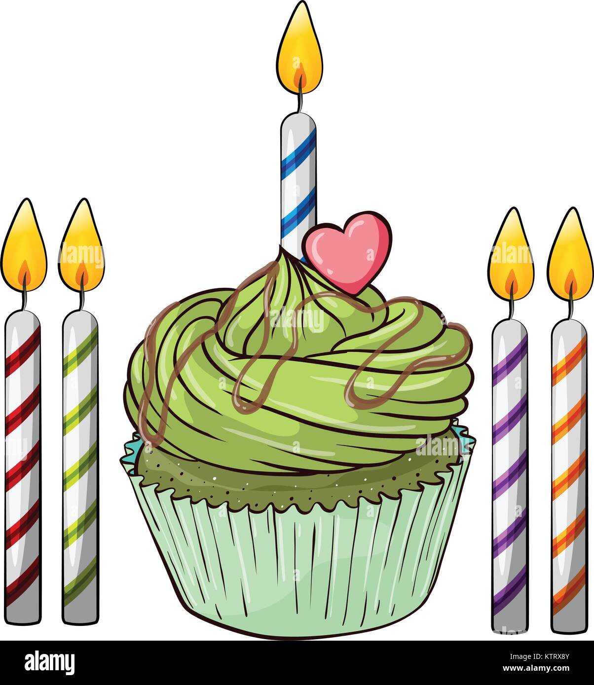 Illustration of an isolated cupcake and candles on a white background
