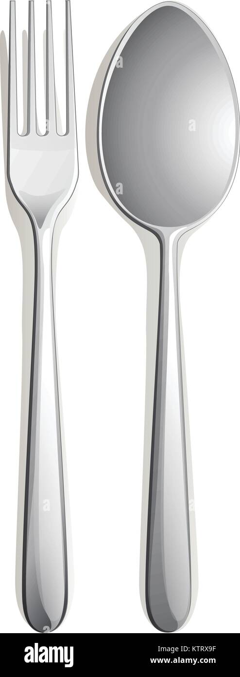 illustration of a spoon and a fork on white background Stock Vector ...