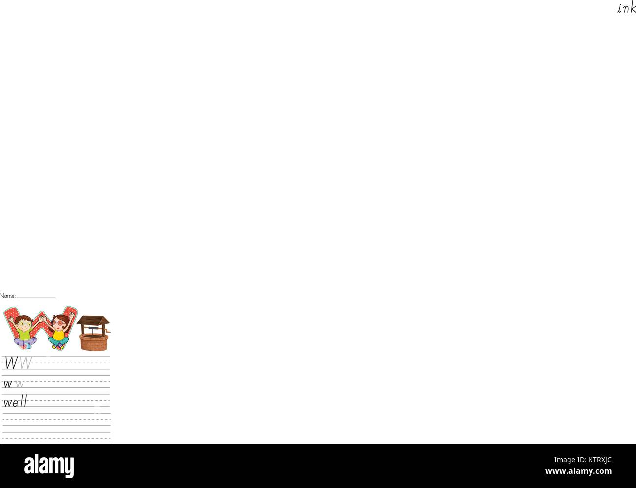 Alphabet worksheet of the letter W Stock Vector Image & Art - Alamy