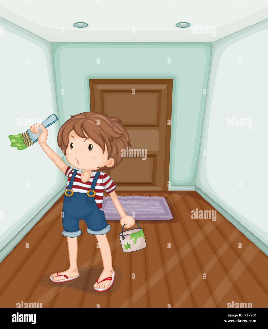 Illustration of boy painting his home Stock Vector Image & Art - Alamy