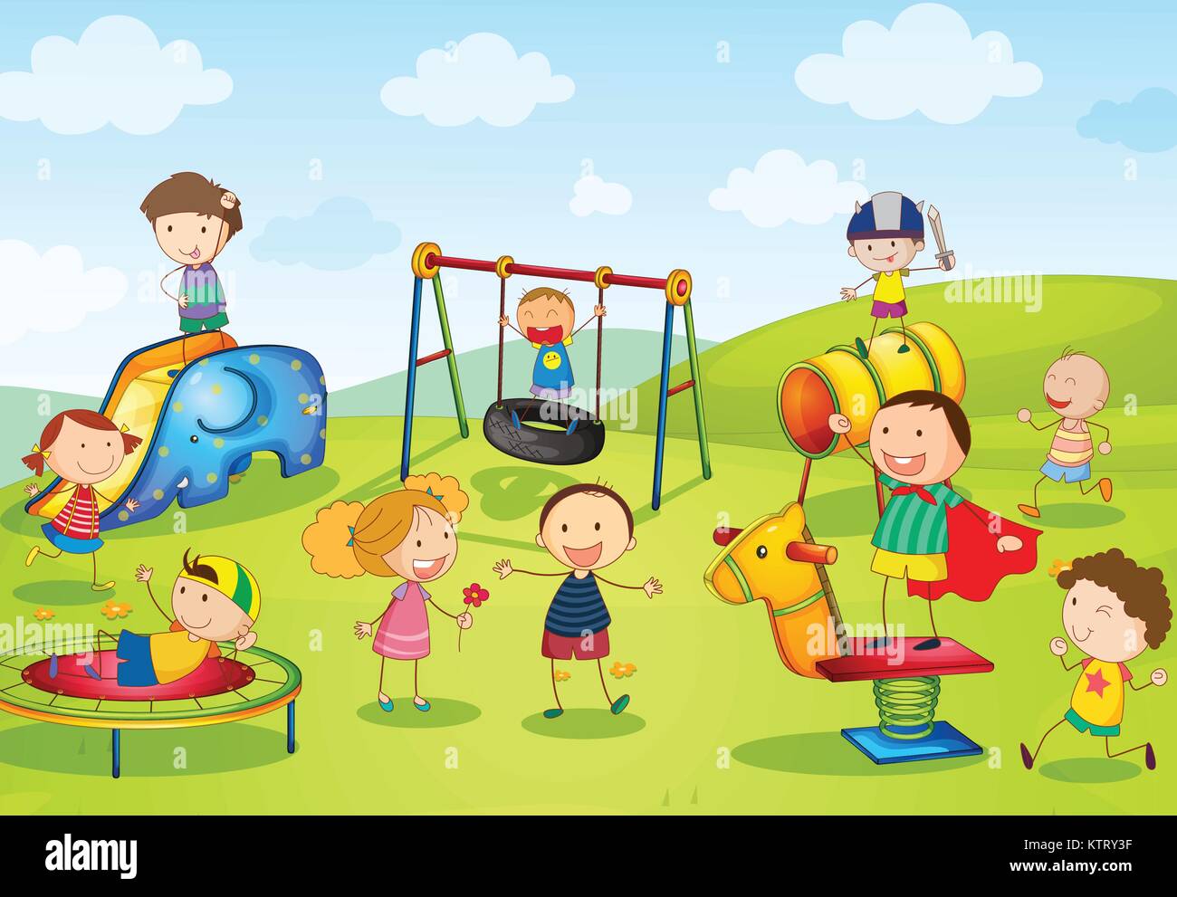 Illustration of kids playing at the park Stock Vector Image & Art - Alamy