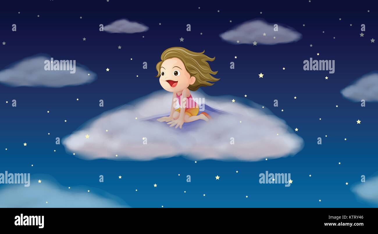 illustration of a girl flying on mat on a white Stock Vector Image ...