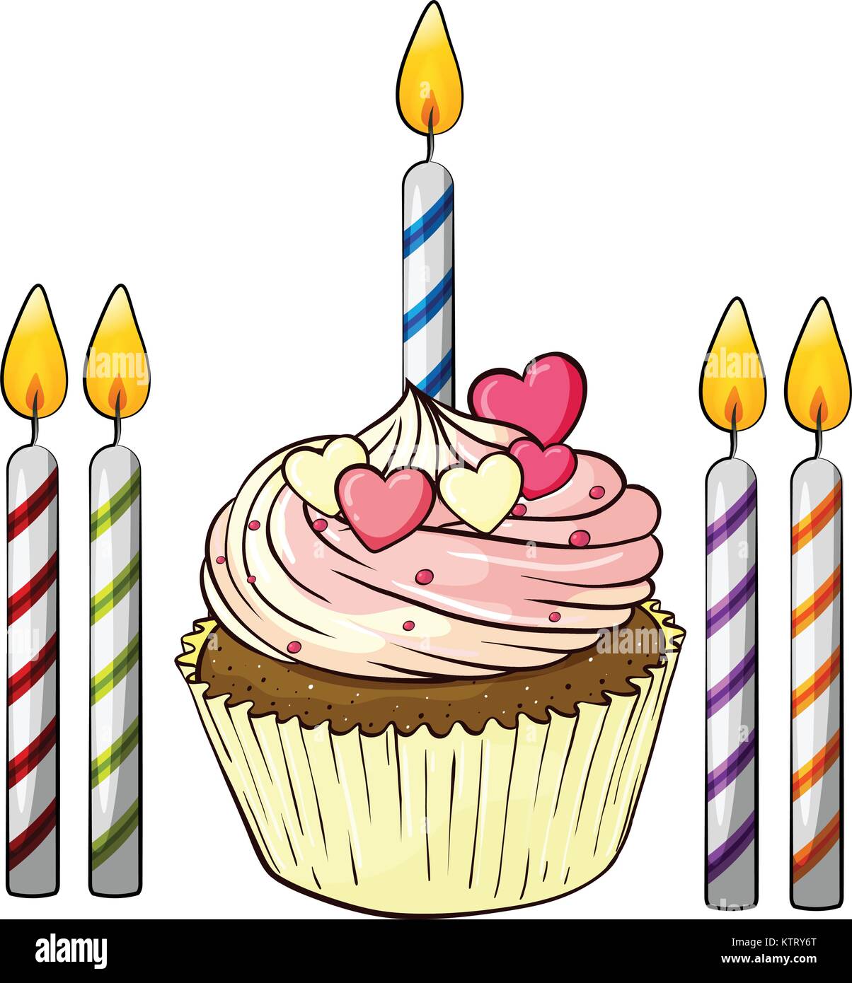 Illustration of an isolated cupcake and candles on a white background ...