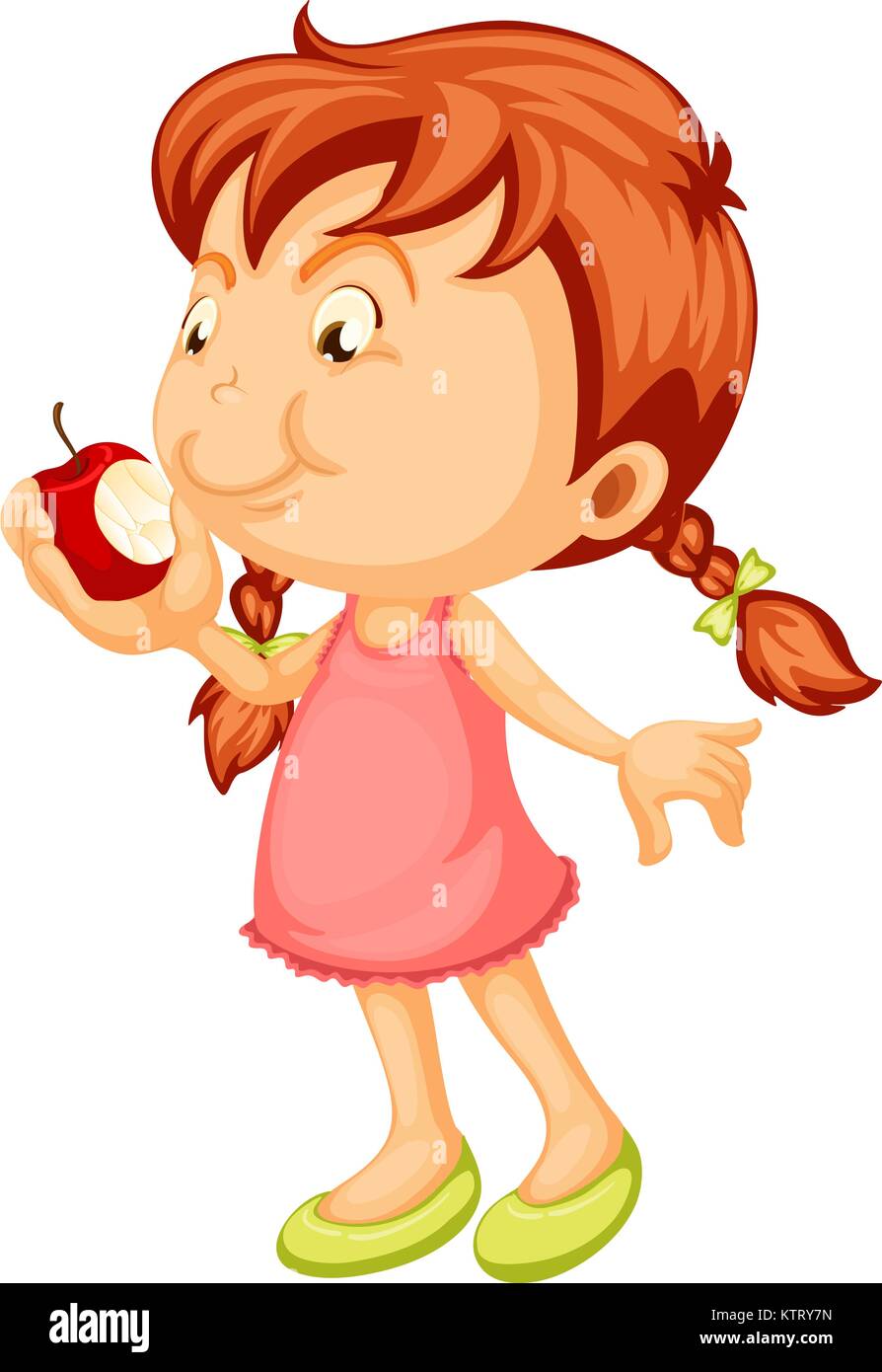 Girl cartoon fruit apple red hires stock photography and images Alamy