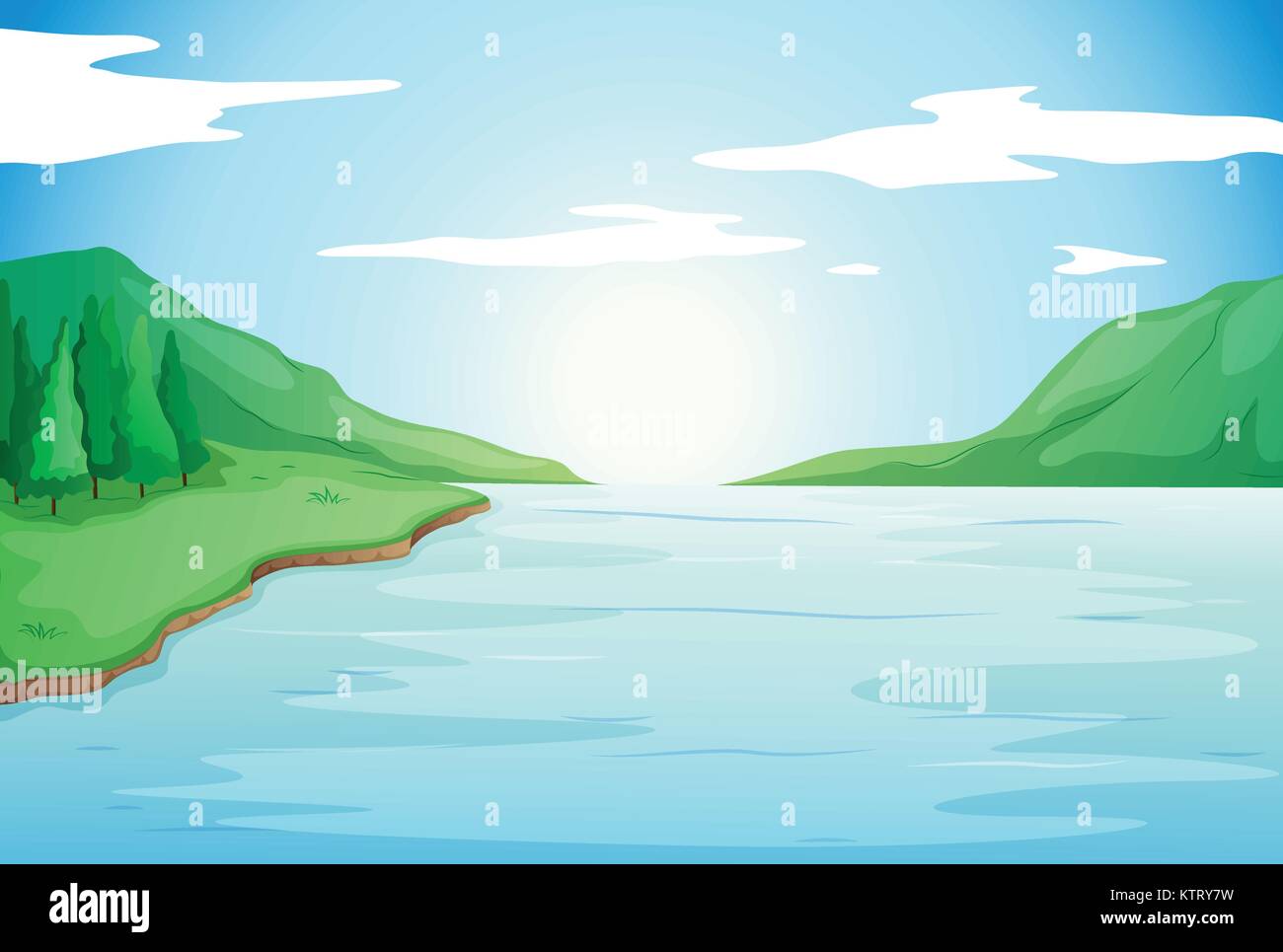 illustration of river in a beautiful nature Stock Vector Image & Art ...