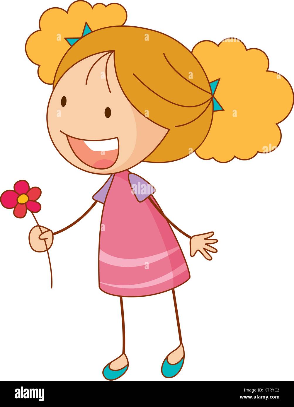 Simple cartoon illustration of a cute girl Stock Vector Image