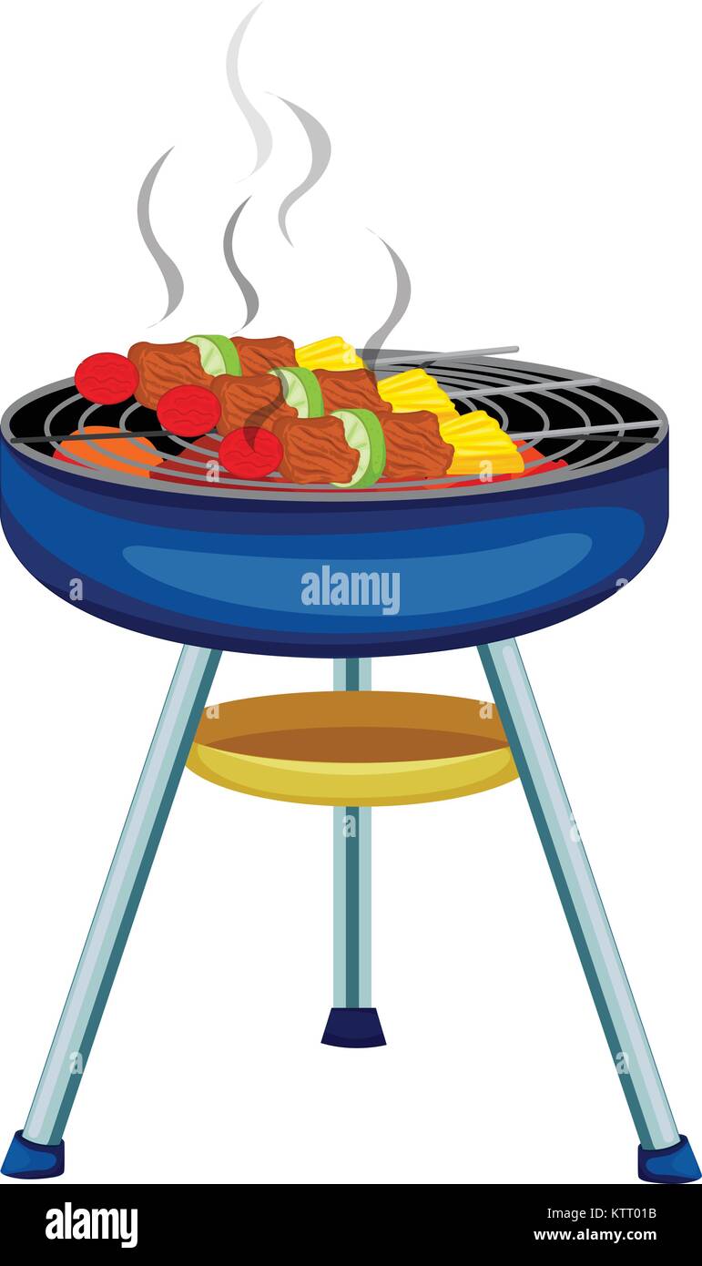 Illustration of skewers cooking on a bbq Stock Vector Image & Art - Alamy