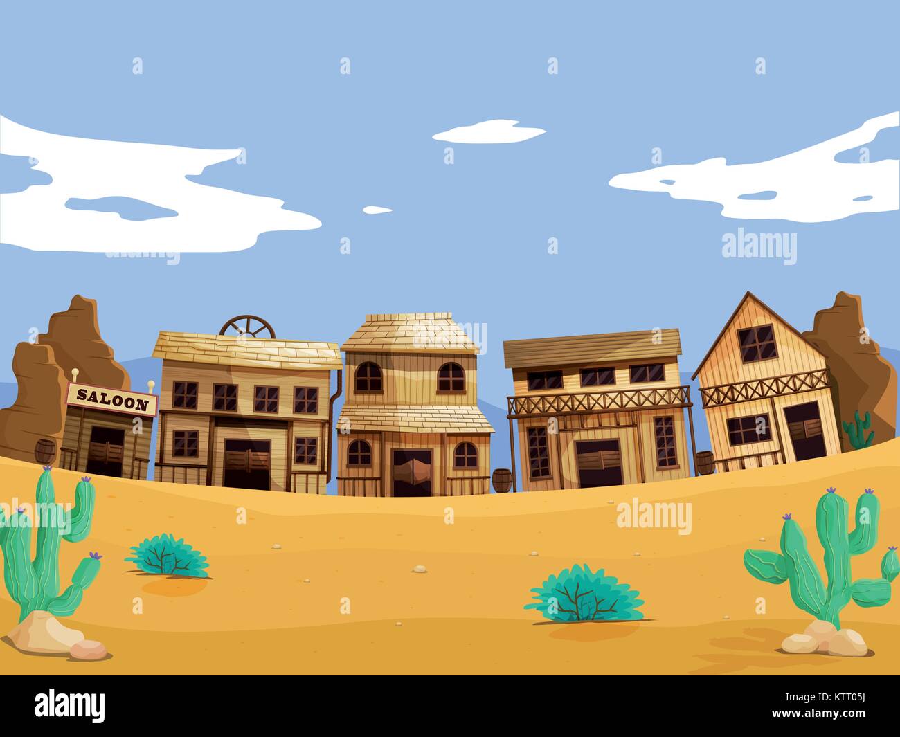 Wild west illustration scene with detail Stock Vector
