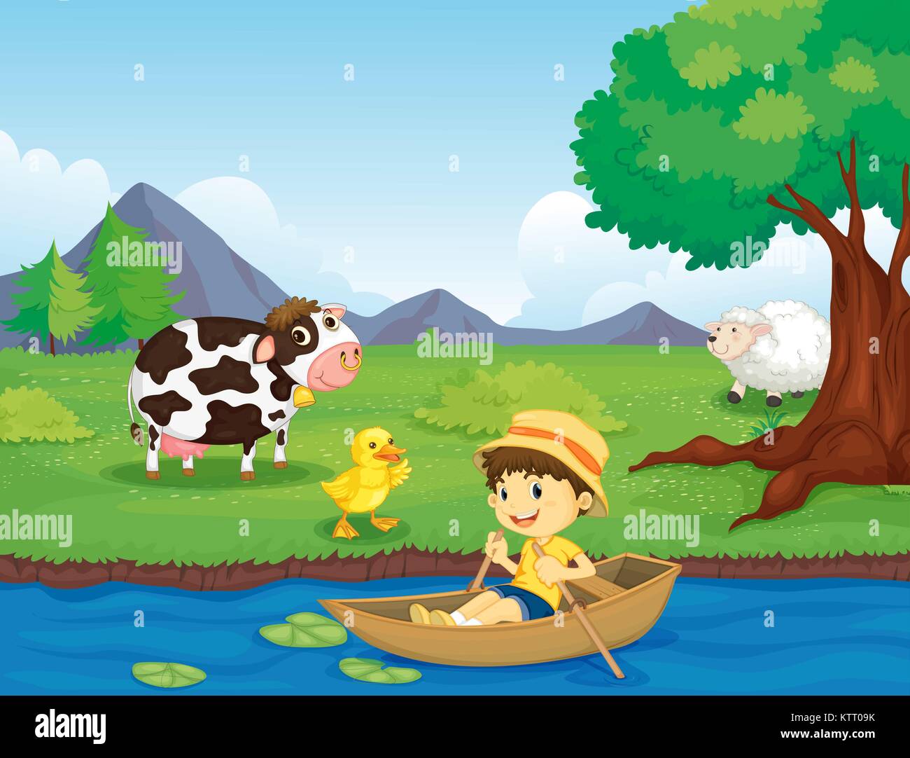 Farm scene illustration Stock Vector Image & Art - Alamy