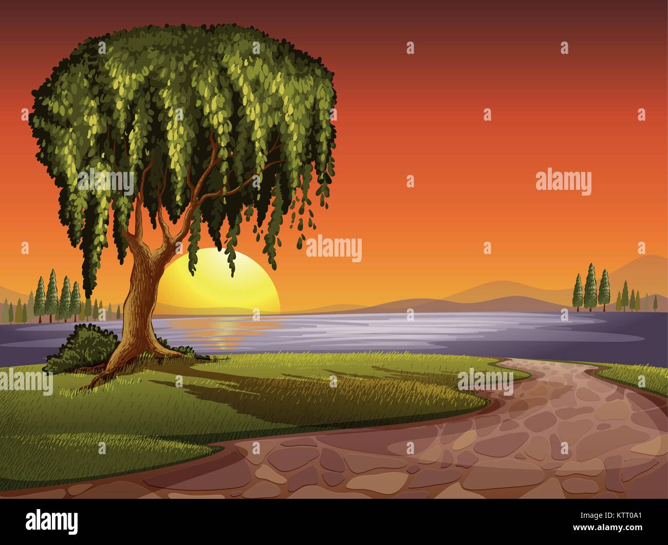 illustration of tree in a beautiful nature Stock Vector Image & Art - Alamy