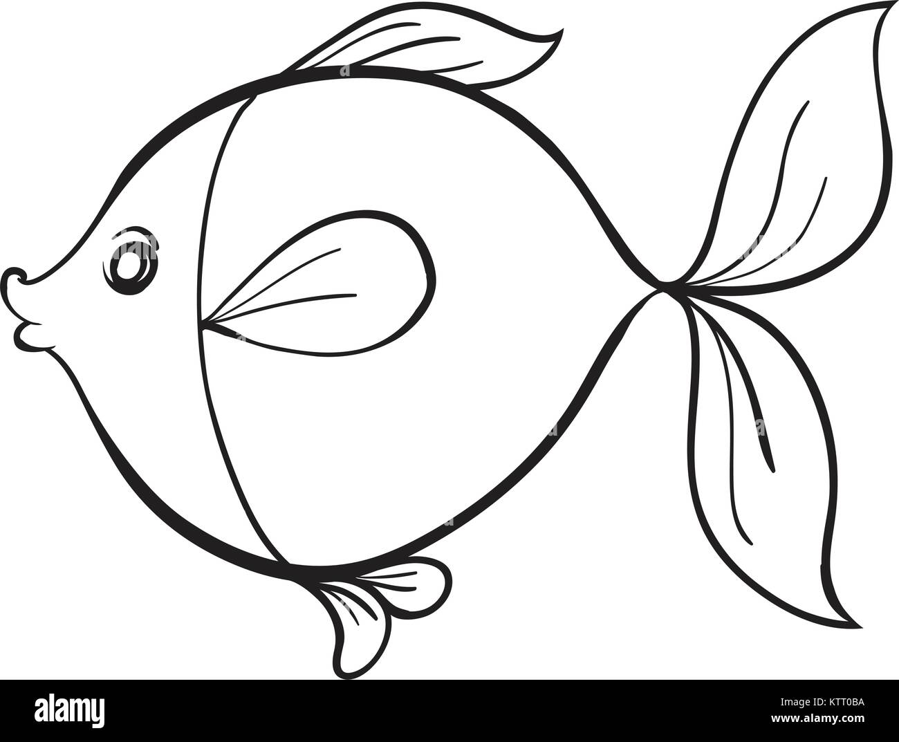 detailed illustration of a fish line art on white Stock Vector