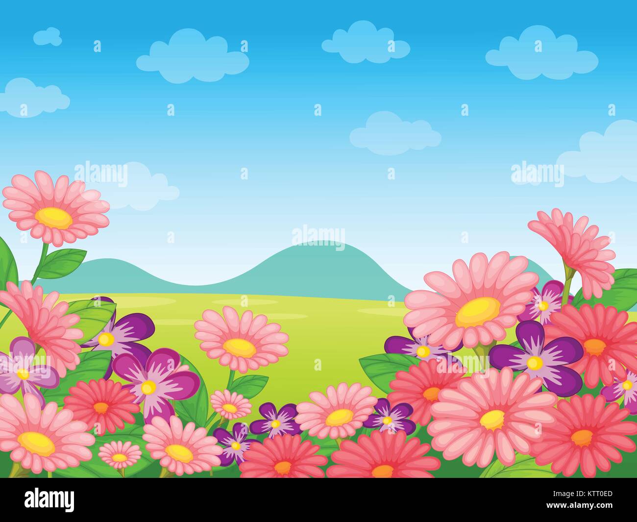 illustration of nature scene with flora and fauna Stock Vector Image