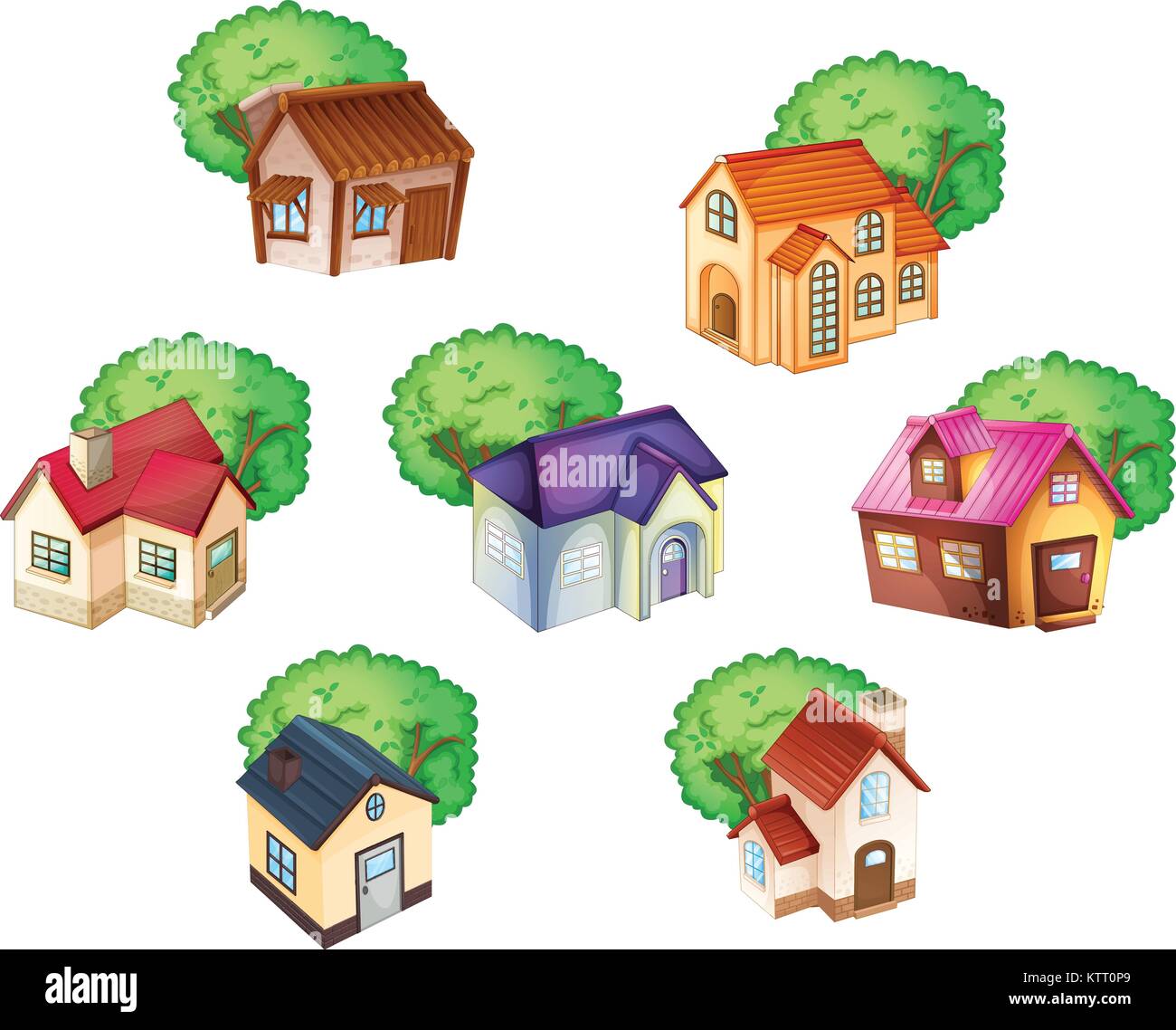 illustration of various houses on a white background Stock Vector Image ...