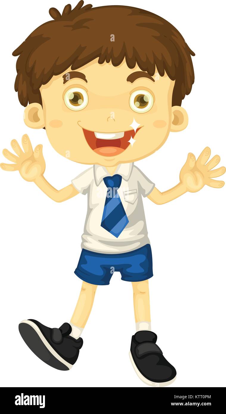 illustrtion of a boy in school uniform on white Stock Vector Image ...