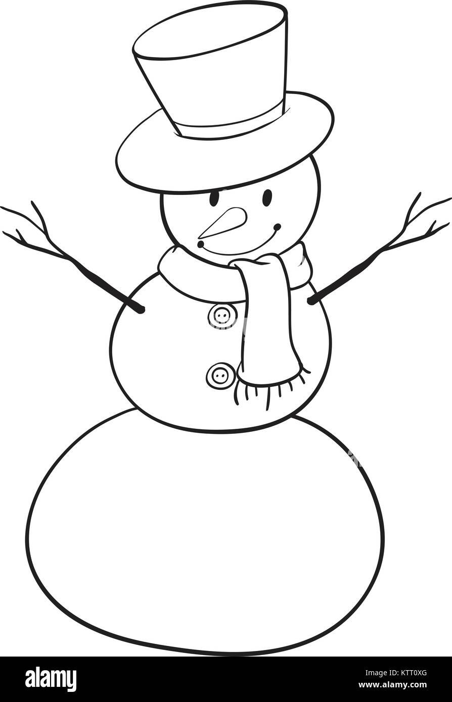 detailed illustration of a snowman on a white background Stock Vector ...