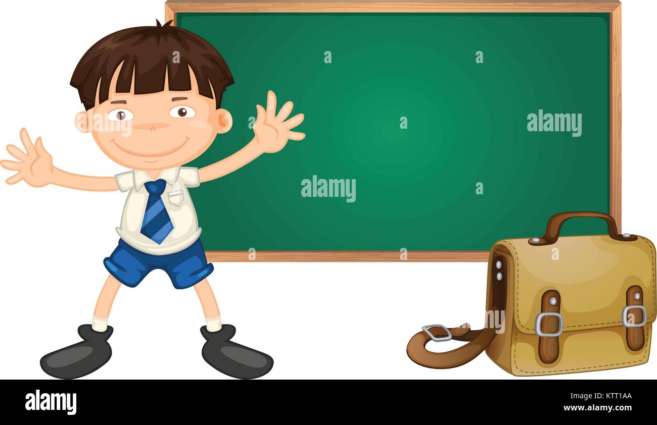 illustration of a boy and green board on white background Stock Vector ...