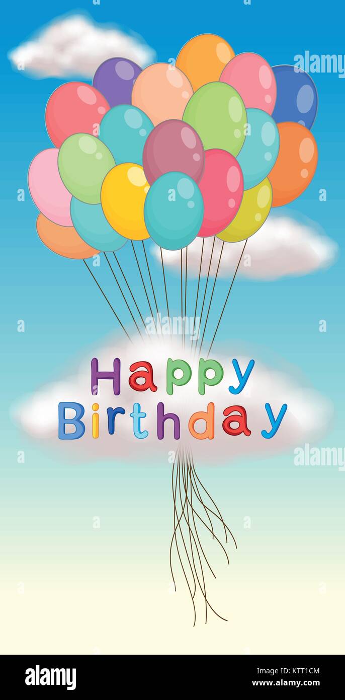 illustration of happy birthday poster and balloons Stock Vector Image ...