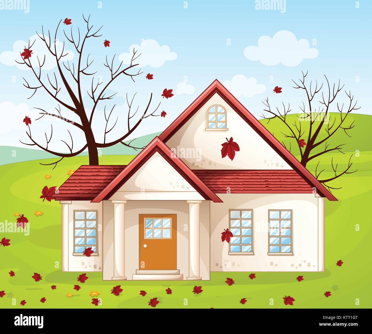 illustration of a house in a beautiful nature Stock Vector Image & Art ...