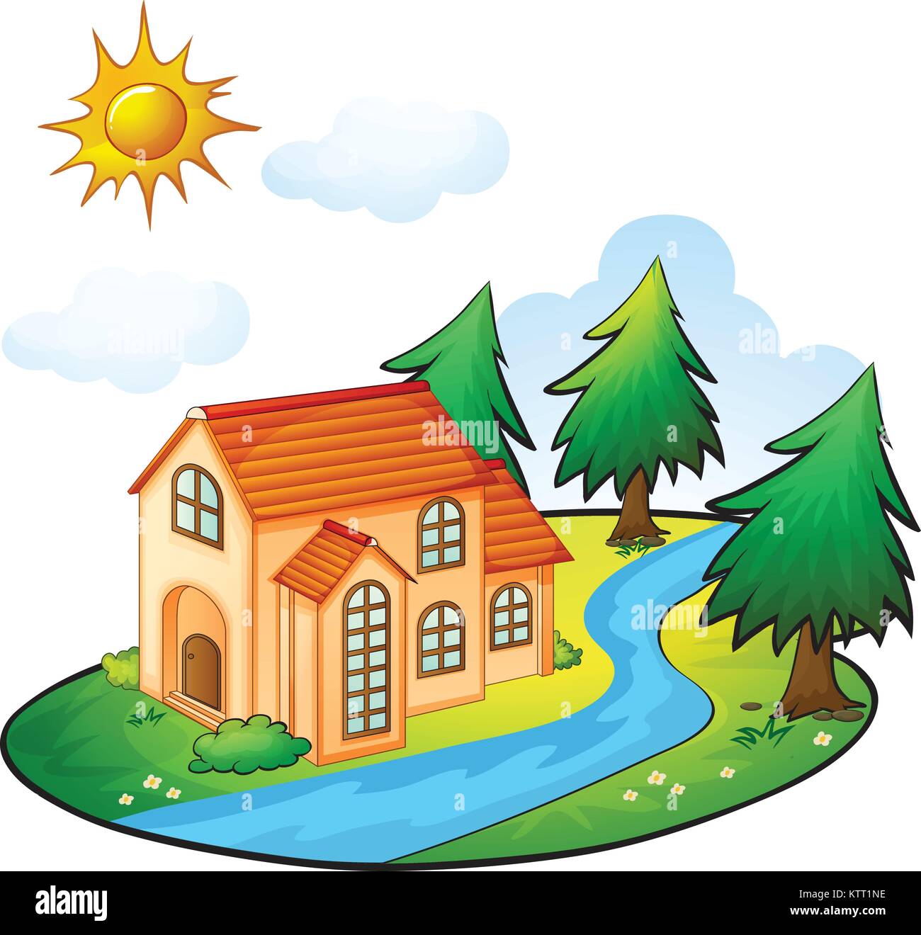 illustration of a house in a beautiful nature Stock Vector Image & Art ...