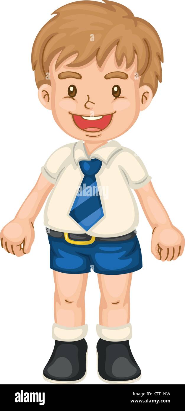 illustrtion of a boy in school uniform on white Stock Vector Image