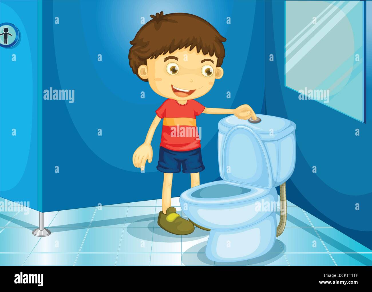 Illustration of a boy in a bathroom Stock Vector Image & Art - Alamy