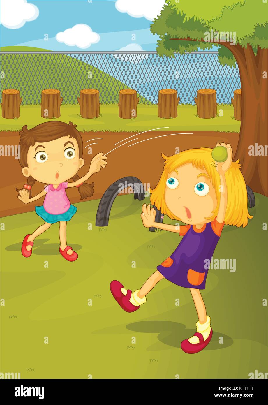 Illustration of kids playing in the yard Stock Vector Image & Art - Alamy