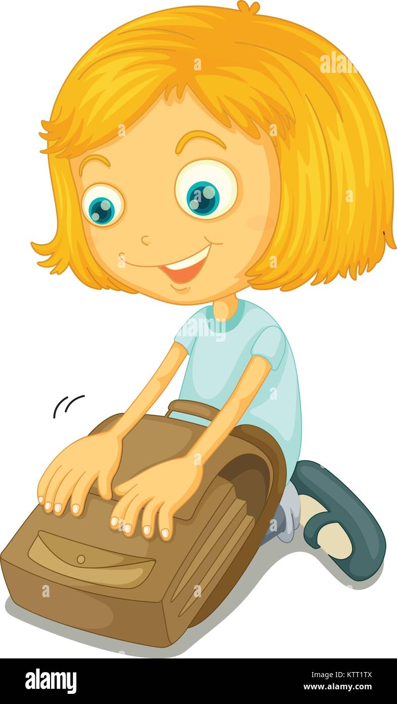 Illustration of a child packing a bag Stock Vector Image & Art - Alamy