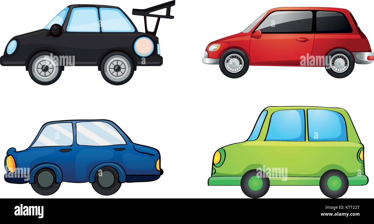 illustration of various cars on a white background Stock Vector Image ...
