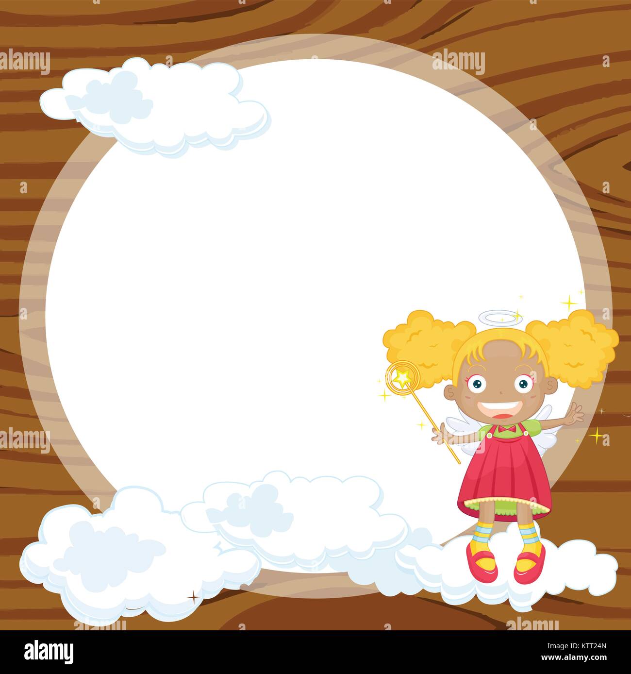 illustration of a girl and window in yellow background Stock Vector