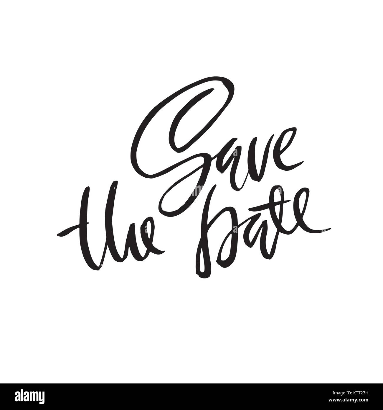 Save the date. Hand drawn lettering for wedding card. Ink modern dry ...