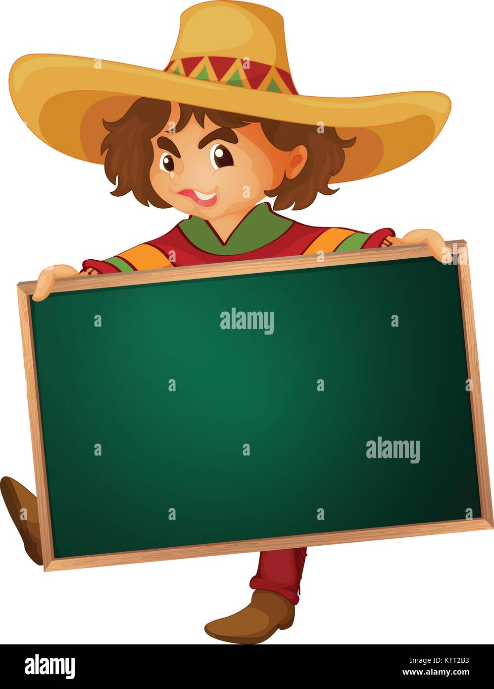 Illustration of a cartoon character holding a blank board Stock Vector ...