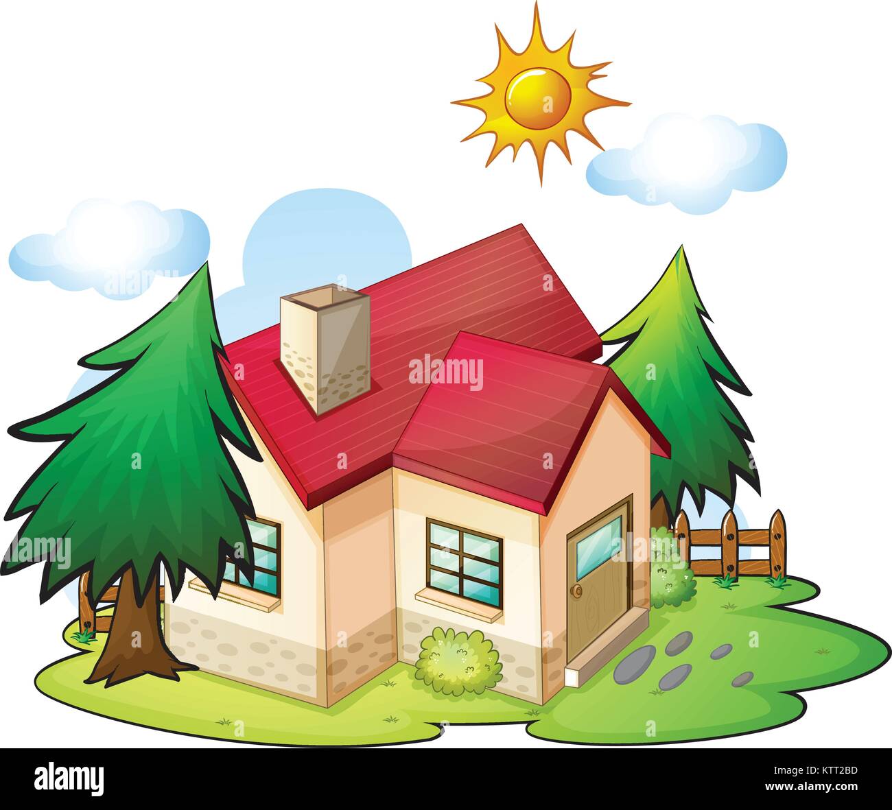 illustration of a house in a beautiful nature Stock Vector Image & Art ...