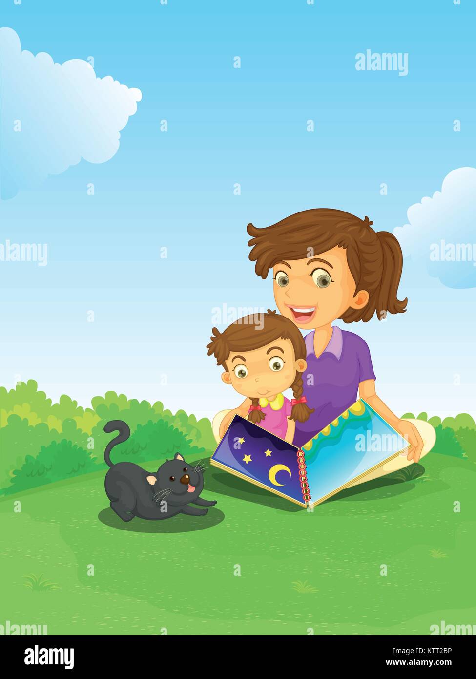 illustration of a boy and girl reading book Stock Vector Image & Art ...
