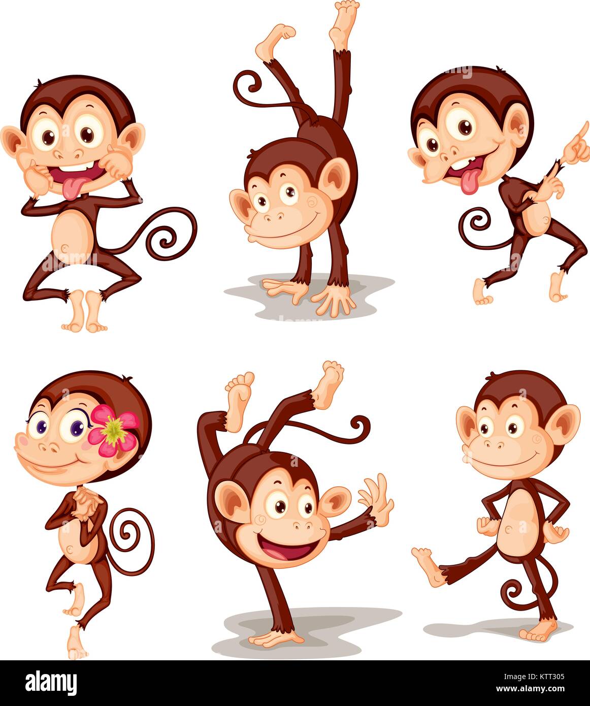 Illustraiton of comical monkey series Stock Vector