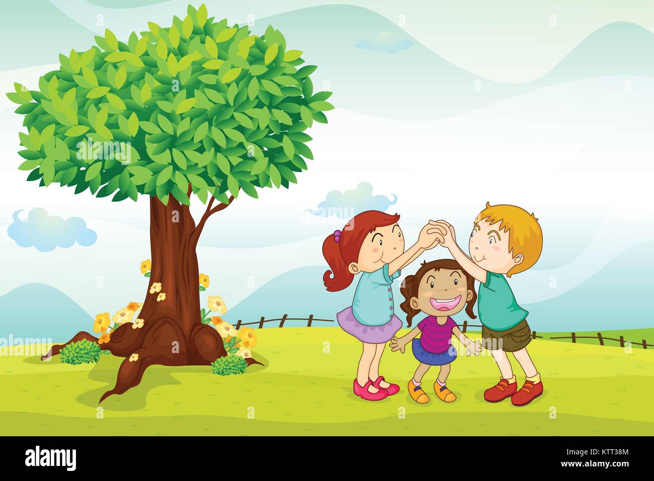 illustration of a kids playing in nature Stock Vector Image & Art - Alamy