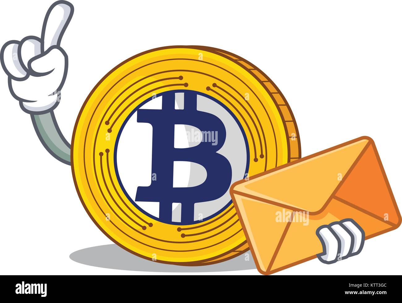 With envelope Bitcoin Gold character cartoon Stock Vector