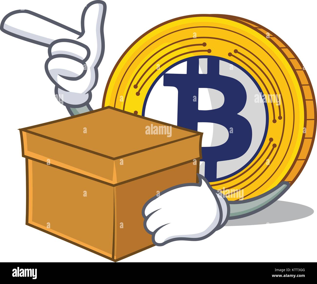 With box Bitcoin Gold character cartoon Stock Vector