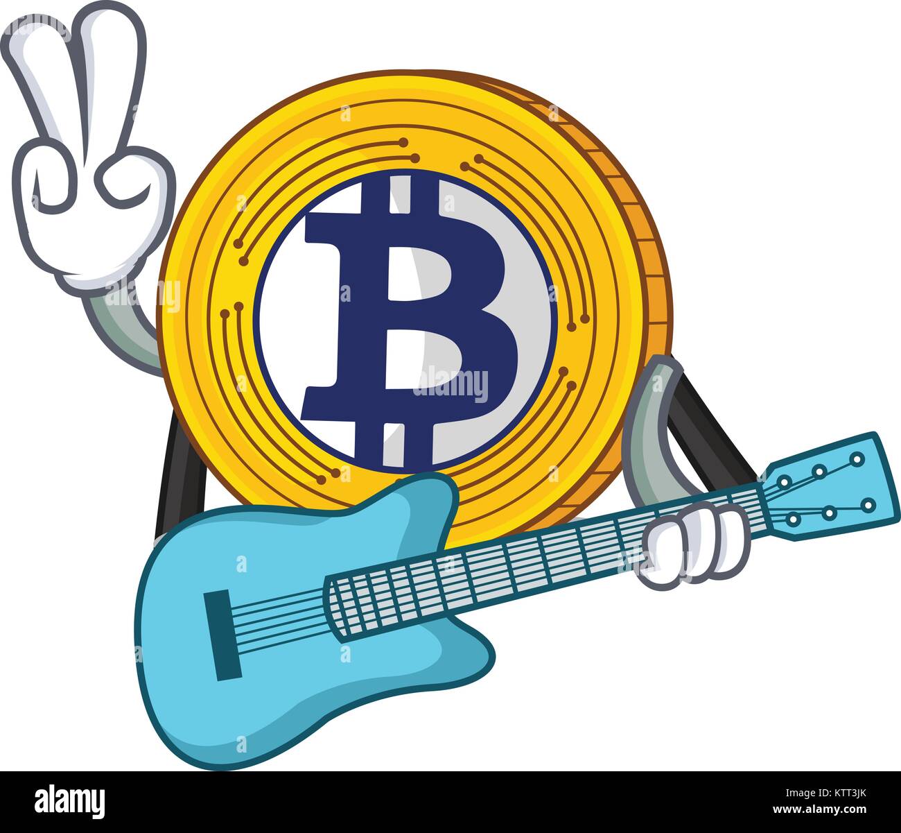 With guitar Bitcoin Gold character cartoon Stock Vector Image & Art - Alamy