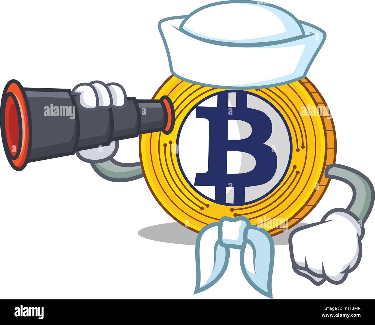 Sailor with binocular Bitcoin Gold character cartoon Stock Vector Image ...