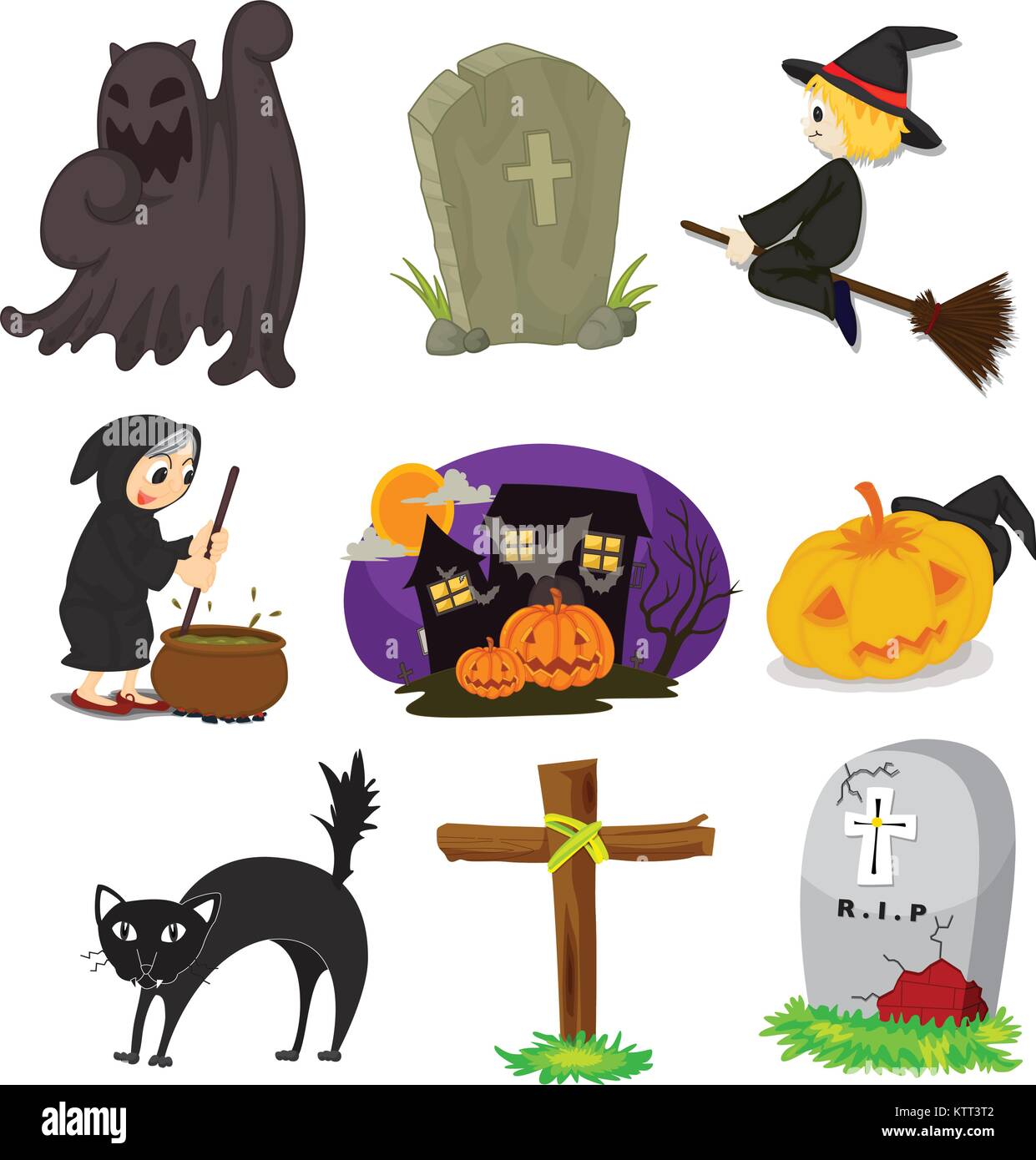 Illustration of halloween objects Stock Vector Image & Art - Alamy