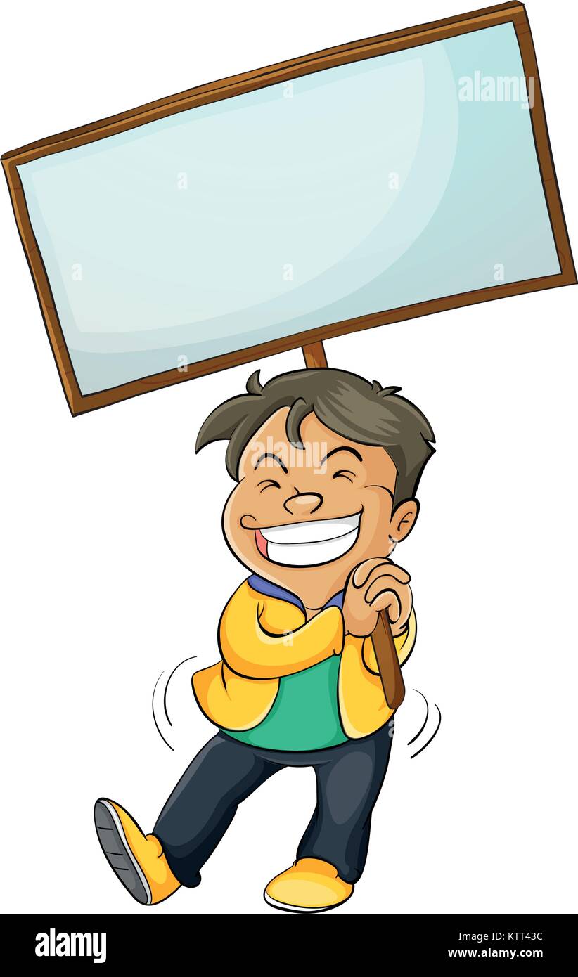 Illustration of a boy with a sign Stock Vector Image & Art - Alamy