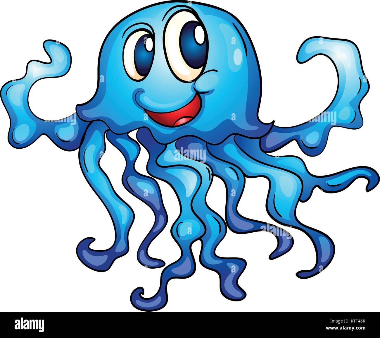 Blue jellyfish on a white background Stock Vector