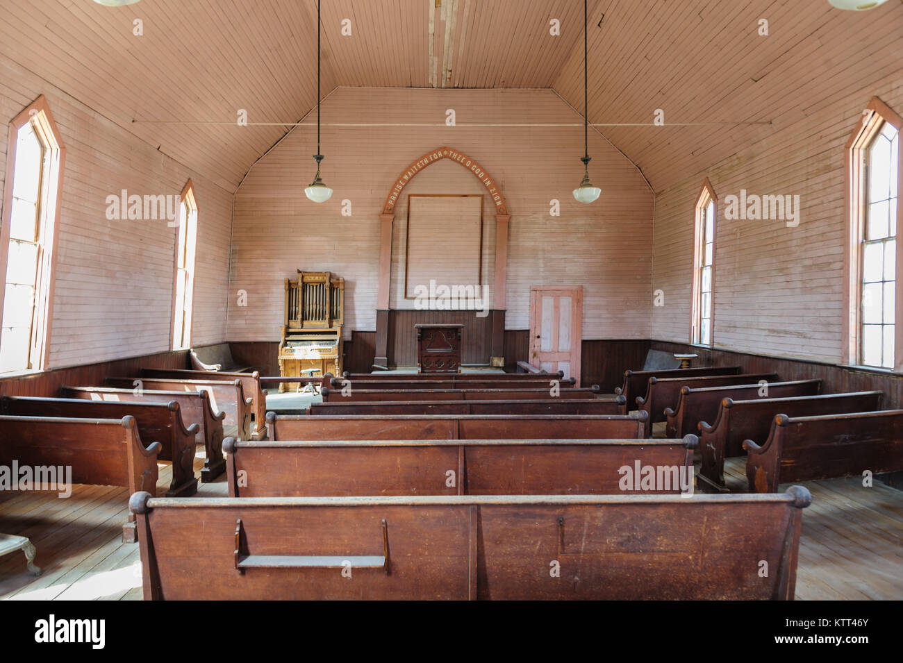 Interior of an Abandoned Church Stock Photo