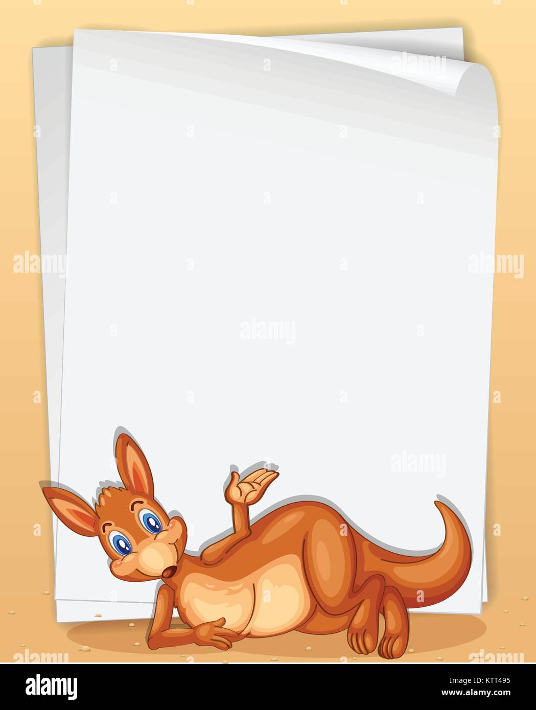White paper template with kangaroo Stock Vector