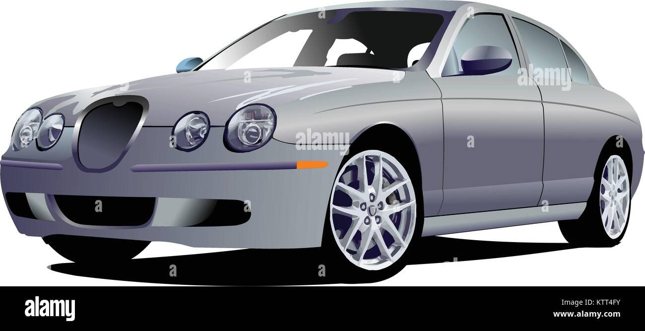 Light blue car sedan on the road. Vector illustration Stock Vector ...